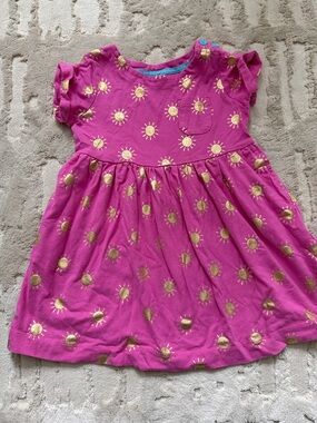 Mini Boden Hot Pink Dress with Gold Sun Print